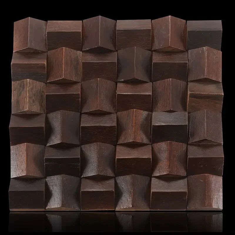 Solid Wood 3D Mosaic Panel Premium ✅(30 x 30 cm)